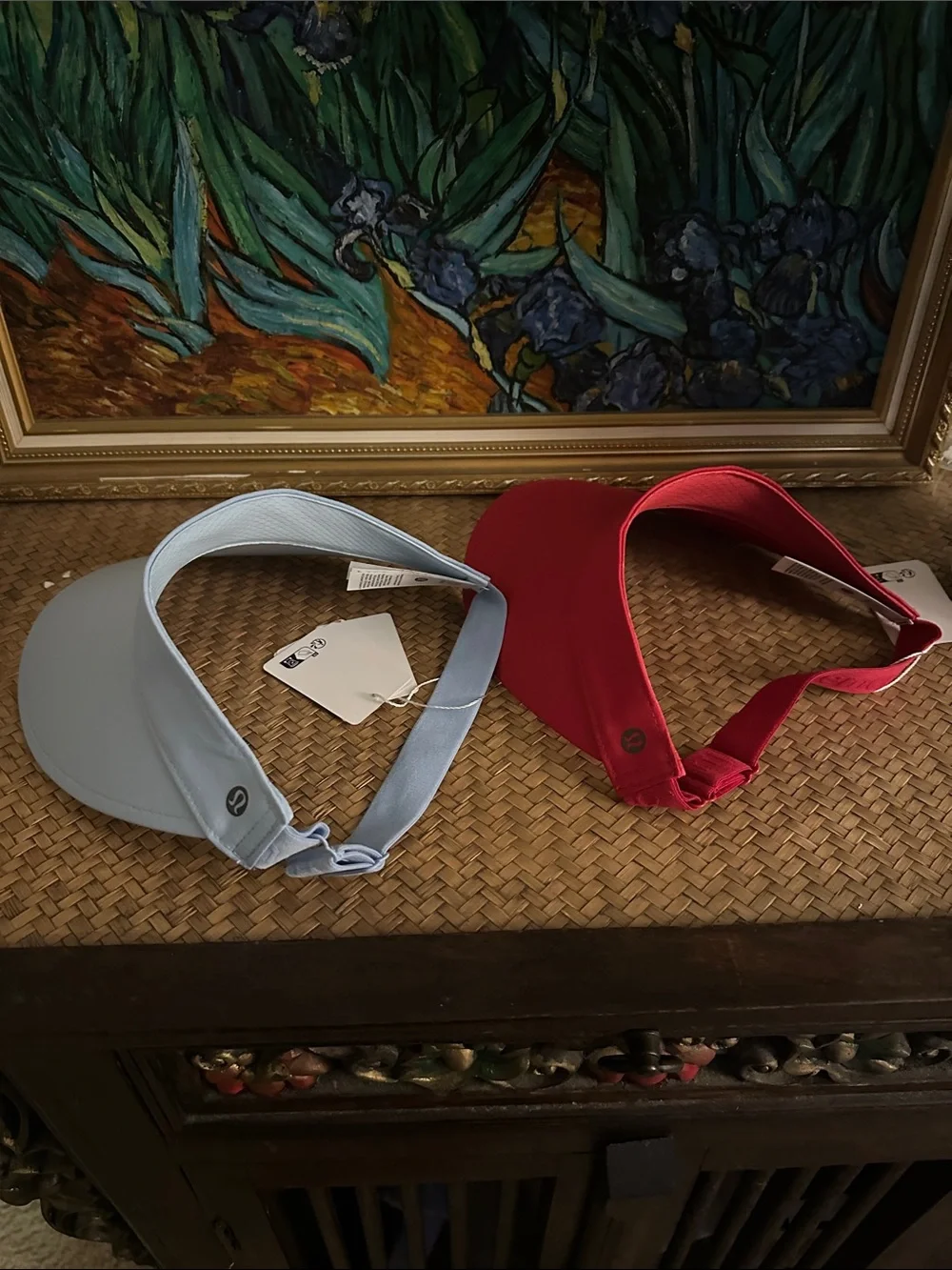 Lululemon Sun Visor Set in Light Blue and Red